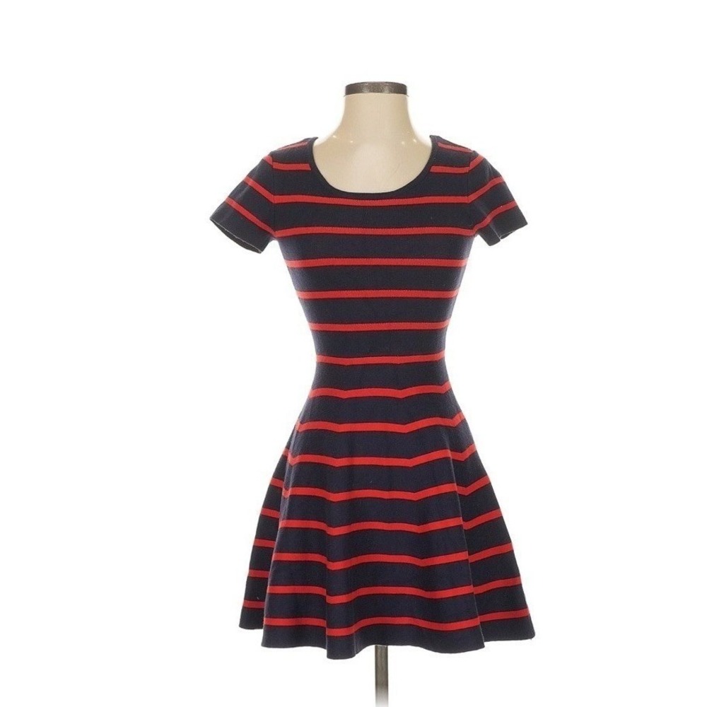 Copper Key Fit‎ And Flare Striped Dress Womens XS Navy Red Preppy Classic